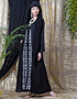 Dubai Front Embroidered Zip At Neck Nida Abaya White